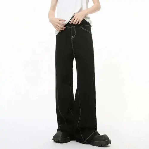 Load image into Gallery viewer, Summer New Men's Jeans Casual Bright Line Solid Color Denim Pants Straight Wide Leg Loose Male Trousers Korean Style 9C8203
