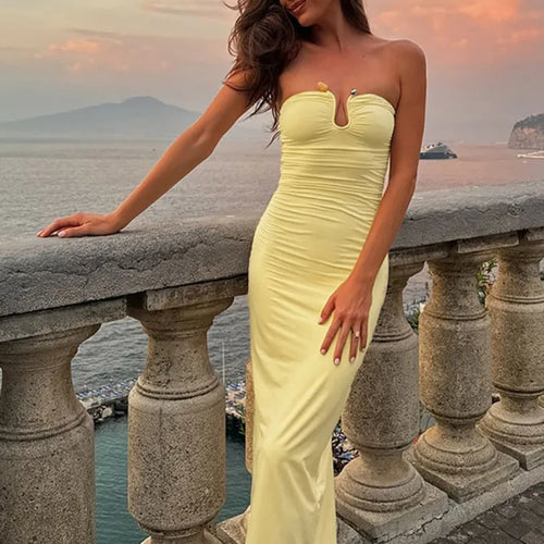 Load image into Gallery viewer, Off-shoulder Strapless Sexy Maxi Dress For Women Solid Sleeveless Backless Bodycon Club Party Sexy Long Dress Elegant
