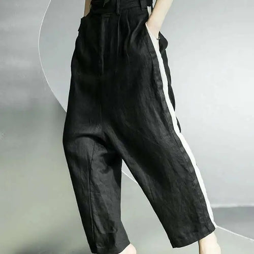 Load image into Gallery viewer, High Waist Black Topstitched Pockets Wide Leg Pants New Loose Fit Trousers Women Fashion Tide Spring Autumn 2025 1DF5357
