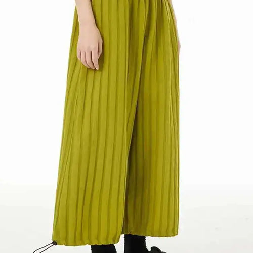 Load image into Gallery viewer, High Elastic Waist Green Pleated Striped Drawstring Pants New Loose Fit Trousers Women Fashion Spring Autumn 2025 1DF5825
