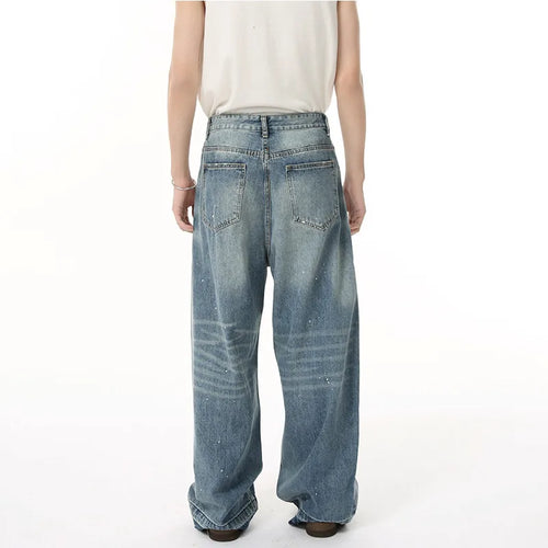 Load image into Gallery viewer, Men&#39;s Jeans New American Cat Whiskers Design Gradient Color Trendy Washed Patterns Worn-out Male Straight Bottoms 9W1833
