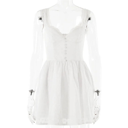 Load image into Gallery viewer, White English Embroidered Belted Mini Dress For Women Fashion V Neck Sleeveless Backless A-line Club Party Sexy Dress
