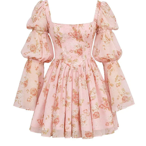 Load image into Gallery viewer, Elegant Horn Long Sleeve Bodycon Printed Short Skirt Female Sexy Square Neck Slim Female Dress Party Club Evening Dress
