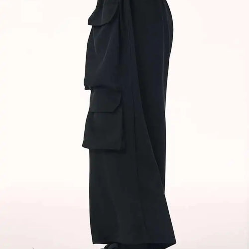 Load image into Gallery viewer, High Elastic Waist Black Pockets Casual Long Cargo Pants New Trousers Women Fashion Tide Spring Autumn 2025 1DH9216
