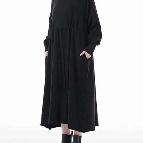 Load image into Gallery viewer, Women Army Green Big Size A-line Long Dress New Round Neck Long Sleeve Loose Fashion Tide Spring Autumn 2025 1DH3874
