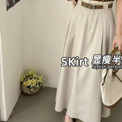 Load image into Gallery viewer, Spring Summer Korean Fashion Solid Elegant Sexy Pleated Long Skirt Women High Waist Festival Versatile Slim Skirts 2025 Casual

