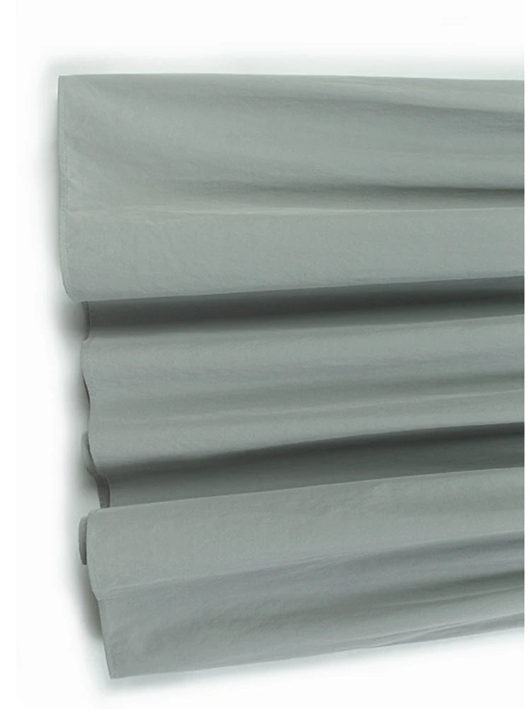 Women Gray Pleated Ruffles Big Size Elegant Midi Dress New Round Neck Short Sleeve Fashion Tide Spring Summer 2025 1DJ0927