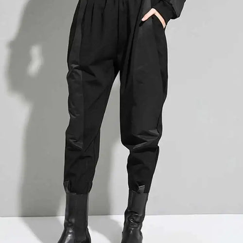 Load image into Gallery viewer, High Elastic Waist Black Contrast Color Long Harem Trousers New Loose Fit Pants Women Fashion Spring Autumn 2025 1DE2454
