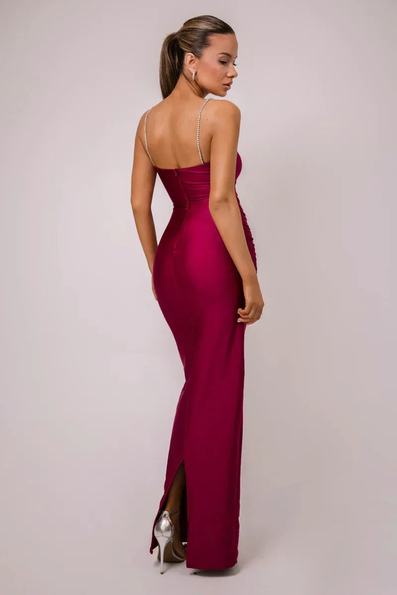 Glitter Spaghetti Strap Sexy Maxi Dress For Women Fashion Sleeveless Backless Bodycon Club Party Long Dress Elegant