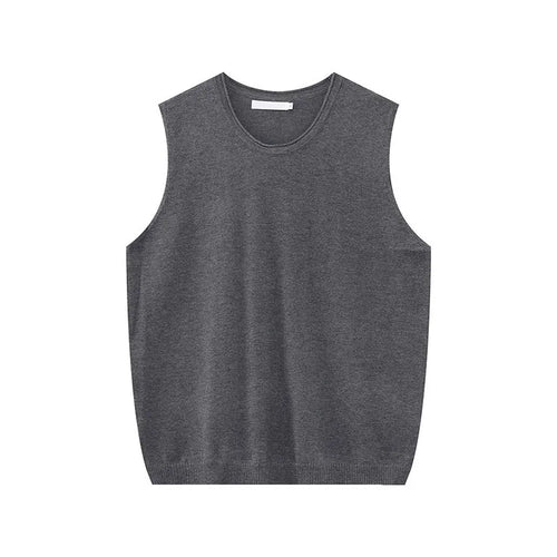 Load image into Gallery viewer, Men&#39;s Vest New Summer Korean Round Neck Design Solid Color Loose Sleeveless T-shirt Knitted Casual Male Top Trend 9W1592
