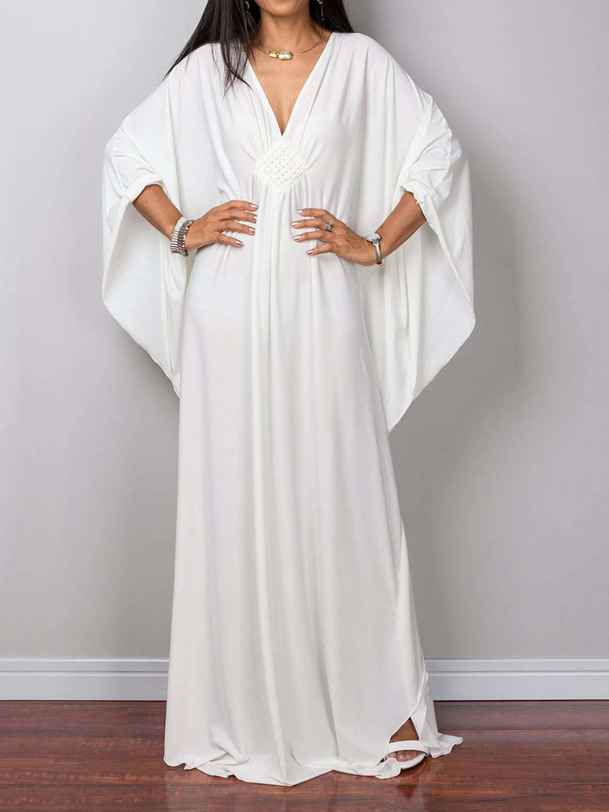 Greek Goddess Long Dress Batwing Sleeve Tunic Beach Cover Up Cover-ups Beach Dress Beach Wear Beachwear Kaftan Maxi Dress V4427