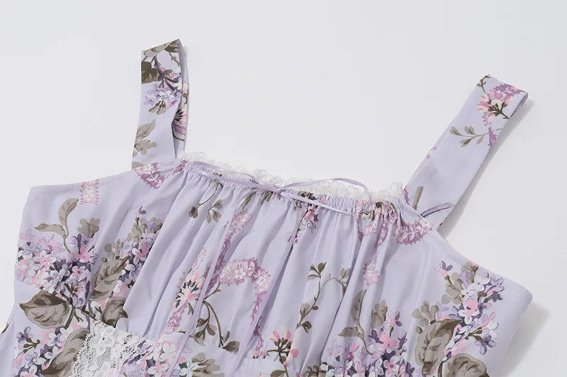 Floral Print Backless Sexy Mini Dress Women Robe Summer Fashion Square Collar Sleeveless High Waist A-line Club Dress