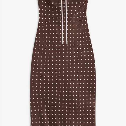 Load image into Gallery viewer, Lace Strapless Backless Sexy Midi Dress For Women Fashion Off-shoulder Sleeveless Bodycon Polka Dot Dress Elegant
