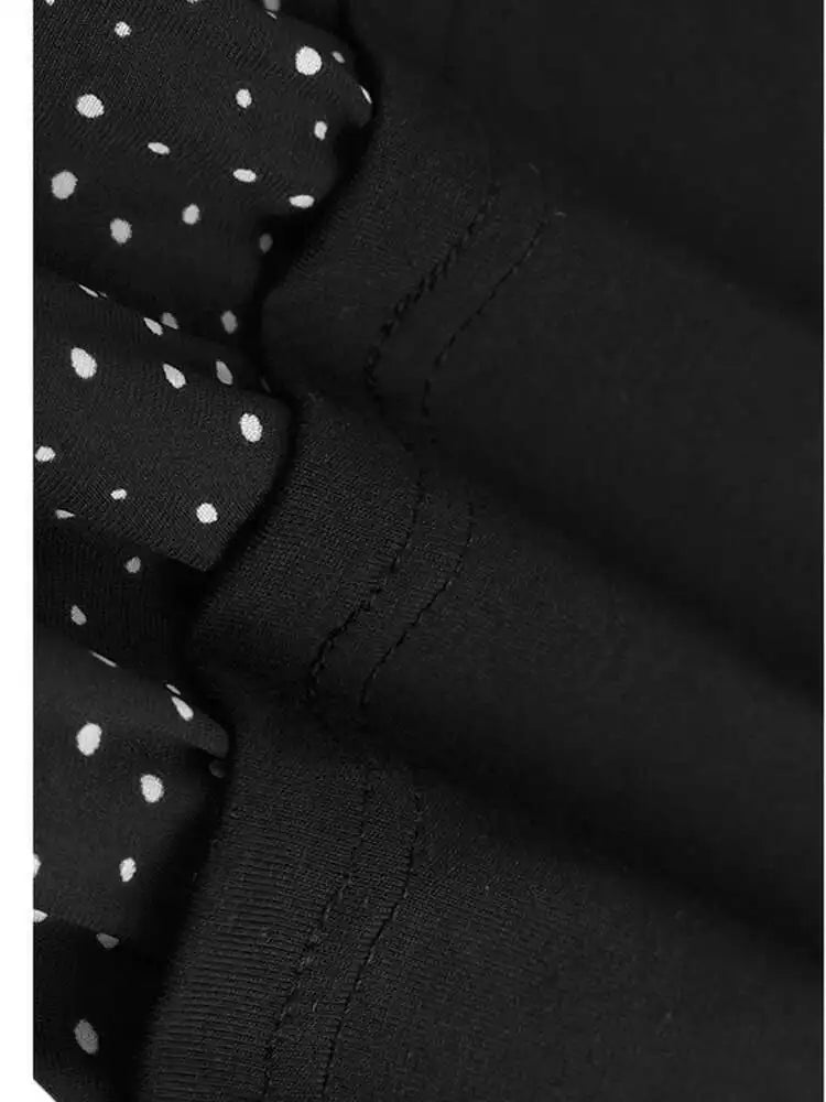 Women Gray Color-block Dot Big Size Long Elegant Dress New Round Neck Short Sleeve Fashion Spring Summer 2025  1DH6007