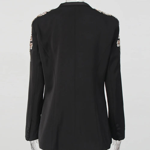 Load image into Gallery viewer, Solid Slimming Spliced Hot Fix Temperament Blazers for Women V Neck Long Sleeves Patchwork Button Blazer Female New
