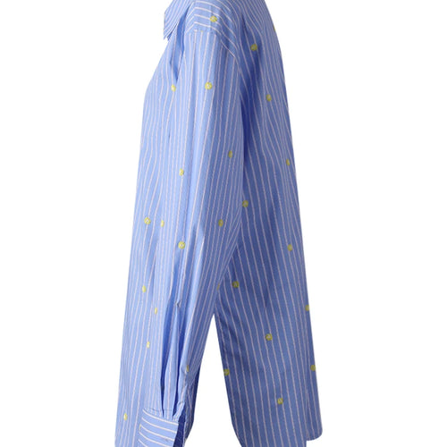 Load image into Gallery viewer, Women Blue Striped Dot Big Size Elegant Blouse New Lapel Long Sleeve Shirt Fashion Tide Spring Autumn 2025 CPG3310
