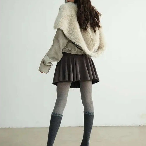 Load image into Gallery viewer, High Waist Gray Vintage Paint Short Irregular Pleated MiniHalf-body Skirt Women Fashion New Spring Autumn 2025 1DH8265
