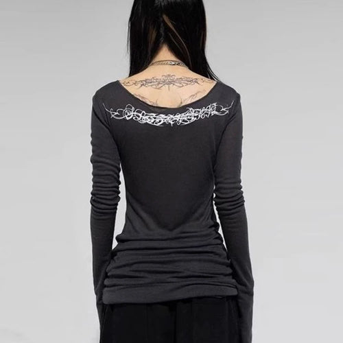 Load image into Gallery viewer, 2025 Y2k Aesthetic Creamy-white Women Sexy T-shirt Vintage Printing Streetwear Grunge Tshirts Harajuku Bodycon Gothic Tees Femme
