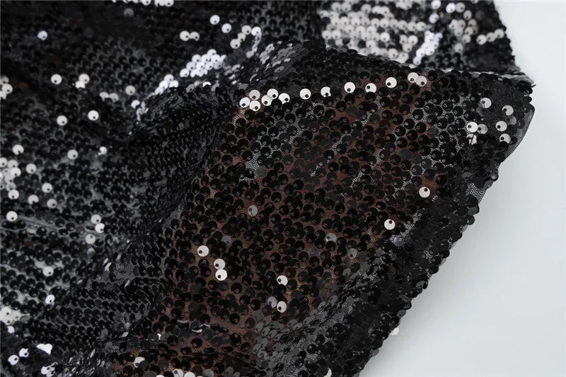 Sheer Mesh Spaghetti Strap Sexy Maxi Dress For Women Gown Glitter Sleeveless Backless High Waist Bodycon Club Dress