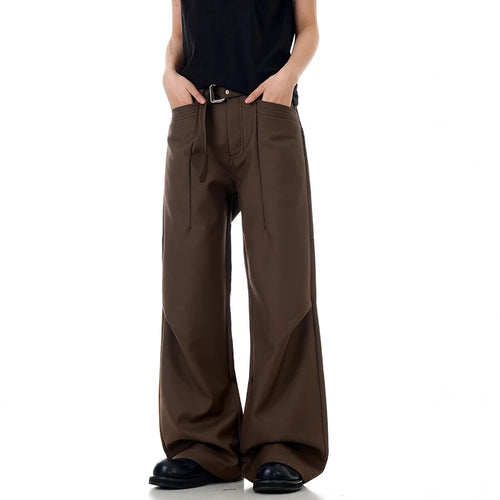 Load image into Gallery viewer, American Style Male Suit Pants Loose Pleated Design Straight Leg Solid Color Simple Men's Trousers Summer 9W1953
