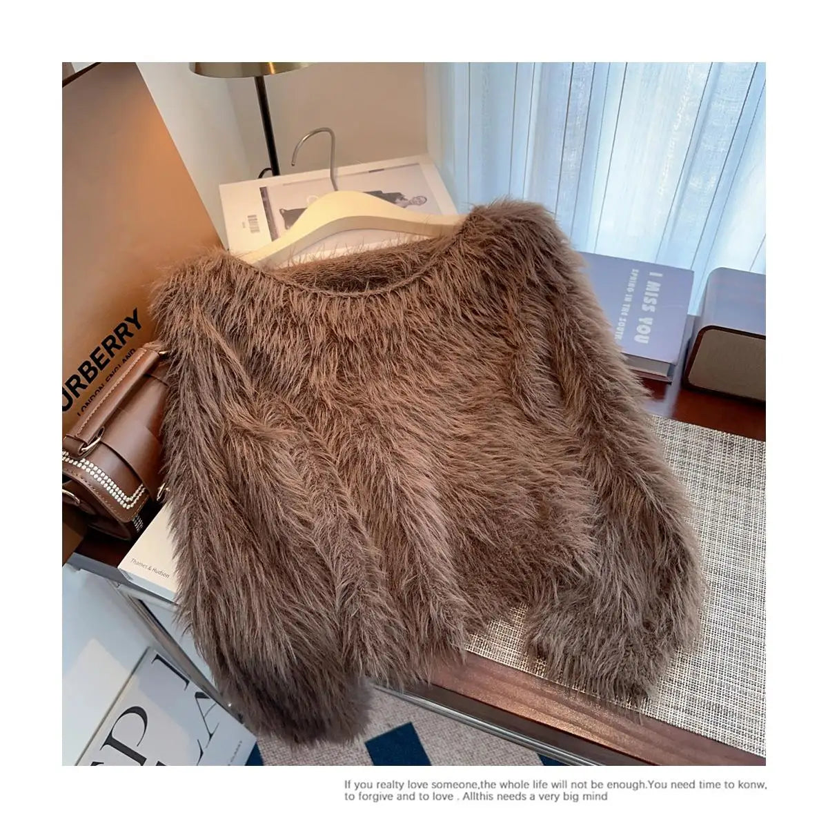 Autumn Winter Solid Knitting Mink Crop Top Women Long Sleeve Round Neck Pullover Casual Crochet Sweater French Fashion Thick New