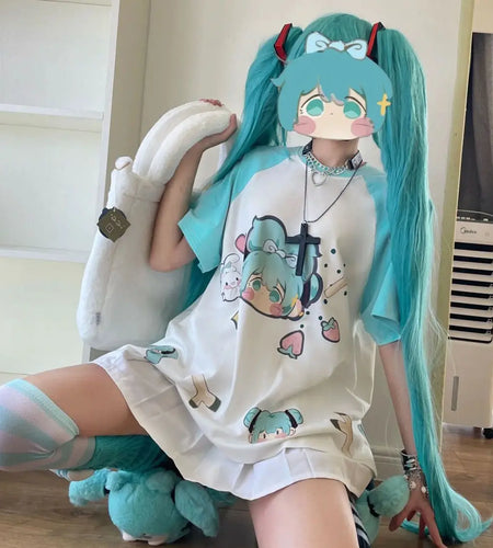 Shirts for Women Y2k Tops Fashion Cartoon Print T Shirts Casual Japanese Tees Oversized Tshirts 2024 Ropa Mujer Summer T-shirt