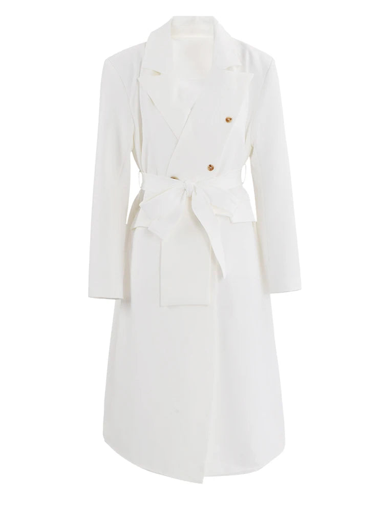 Women Gray Irregular Big Size Long Elegant Blazer New Lapel Long Sleeve Jacket Fashion Tide Spring Autumn 2025 17A2732