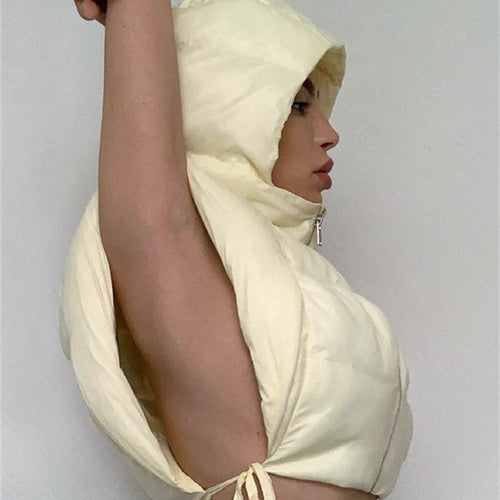 Load image into Gallery viewer, Solid Color Hooded Bread Jacket Sleeveless Vest Coat Cotton Fashion Casual Street Style For Women Daily Outing Wear
