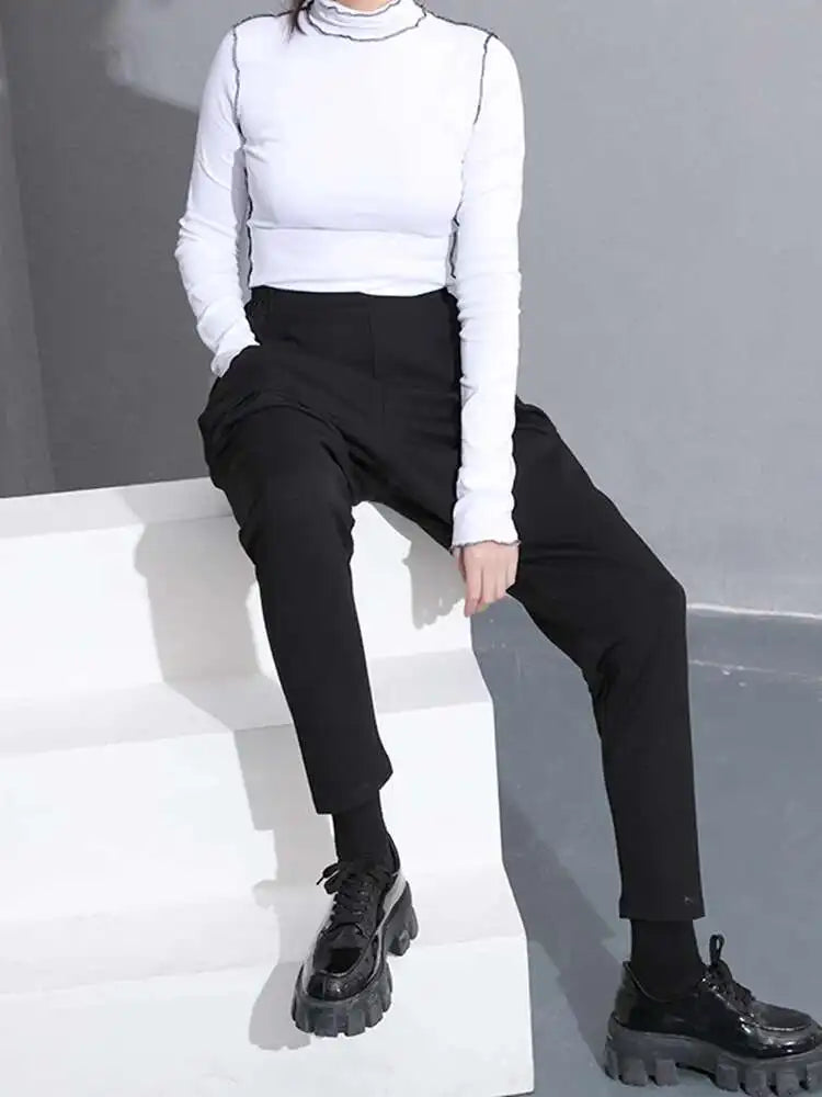 High Elastic Waist Black Casrual Long Harem Trousers New Loose Fit Pants Women Fashion Tide Spring Autumn 2025 1DC41901