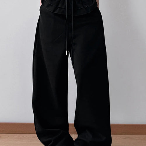 Load image into Gallery viewer, High Elastic Waist Gray Ruffles Drawstring Wide Leg Pants New Trousers Women Fashion Tide Spring Autumn 2025 1DH9617
