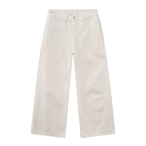 Load image into Gallery viewer, Men's Jeans Personality Pocket Reverse Wear Fold Design Solid Color Straight Wide Leg Denim Pants New Stylish 9W1589
