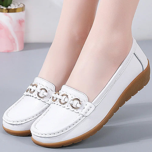 Load image into Gallery viewer, Woman Shoes Soft Low Heels Flat Shoes For Women Leather Casual Zapatos De Mujer Elegant Heel Women&#39;s Shoes Flats Female Footwear
