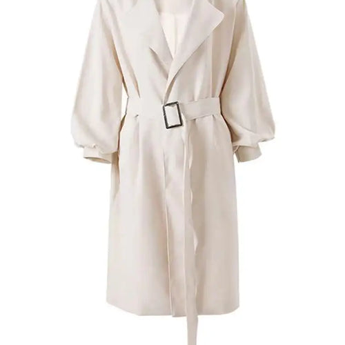 Load image into Gallery viewer, Women Beige Brief Belted Casual Trench New Lapel Long Sleeve Windbreaker Fashion Tide Spring Autumn 2025 CPG1179
