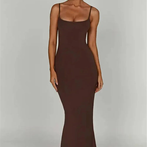 Load image into Gallery viewer, Spaghetti Strap Backless Bodycon Maxi Dress Women Autumn New Thickened Fabric Sleeveless Club Party Sexy Long Dress
