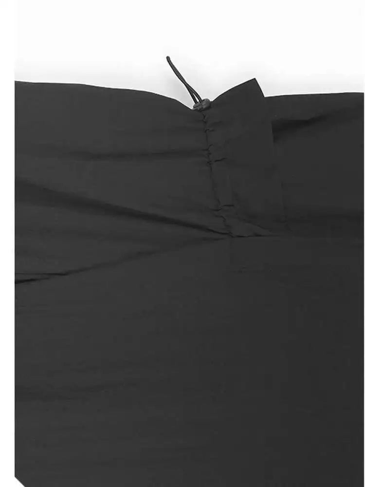 Women Black Pockets Drawstring Big Size Vest Dress New Round Neck Sleeveless Fashion Tide Spring Summer 2025 1DJ0658