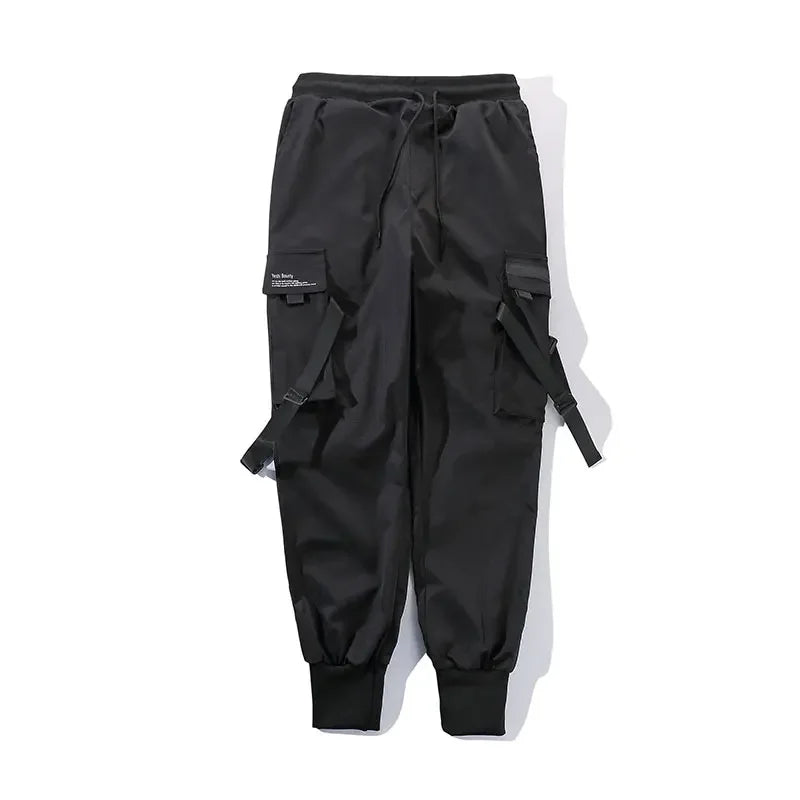 Ribbon Buckle Multi-Pockets Harem Joggers Pants Streetwear 2023 Men Hip Hop Casual Cargo Sweatpants Trousers Pants Male