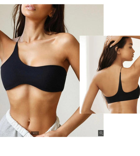 Soft Stretchy Fabric Single Strap Yoga Underwear Curved Hem Fitness Top Quick Dry Light Support Pilates Sport Bra