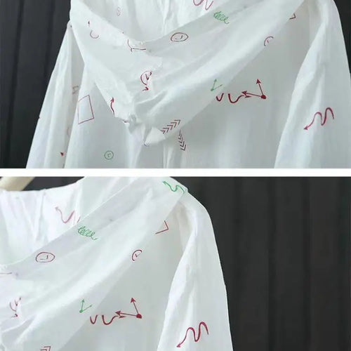 Load image into Gallery viewer, Women's Shirts Hooded Sunscreen Long Sleeved Shirt Female Top Summer New Coat Medium Long Jacket Thin Printed Blouse
