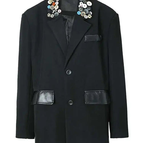 Load image into Gallery viewer, Women Black Colorful Button Big Size Blazer New Lapel Long Sleeve Loose Fit Jacket Fashion Spring Autumn 2025 1DF3113
