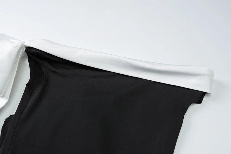 Sleeveless Ribbon Off-shoulder Solid Sexy Autumn Winter Maxi Dress For Women High Waist Bow Bodycon Party Long Dress