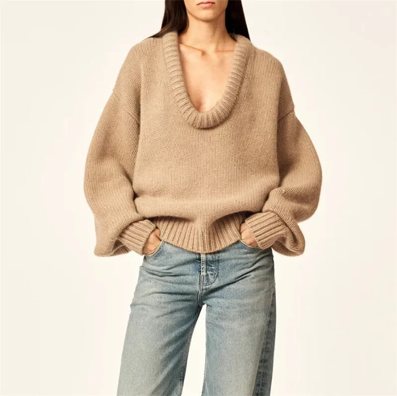 Long Sleeve Loose Knit Sweater Women Winter O Neck Pullovers Casual Warm Knitted Sweaters Tops Femme Knit Pullover Tops