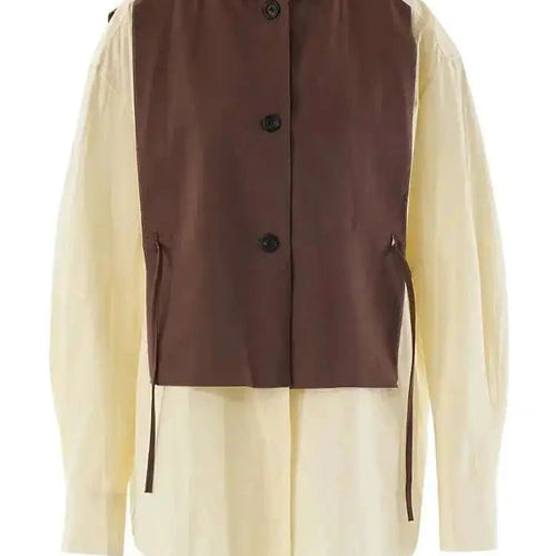 Load image into Gallery viewer, Women Yellow Color-block Big Size Elegant Blouse New Lapel Long Sleeve Shirt Fashion Tide Spring Autumn 2025 CPG1947
