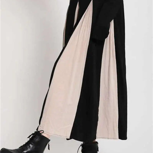 Load image into Gallery viewer, Women Black White Contrast Color Long Dress New Turtleneck Long Sleeve Loose Fit Fashion Tide Autumn Winter 2025  1DD2153
