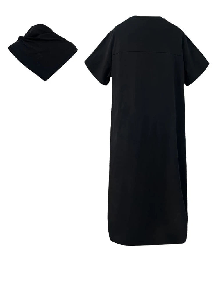 Women White Bandage Irregular Big Size Midi Dress New Round Neck Short Sleeve Fashion Tide Spring Summer 2025 1DJ1263