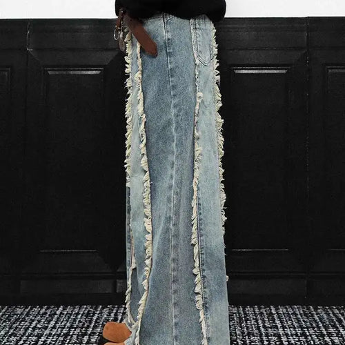 Load image into Gallery viewer, High Waist Blue Burr Denim Vintage Shaped Casual Wide Leg Jeans New Women Trousers Fashion Tide Spring Autumn 2025 1DH9396
