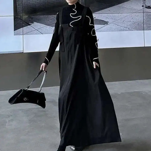 Load image into Gallery viewer, Women Coffee Irregular Spliced Big Size Strap Dress New Square Collar Sleeveless Fashion Tide Spring Autumn 2025 1DJ0050
