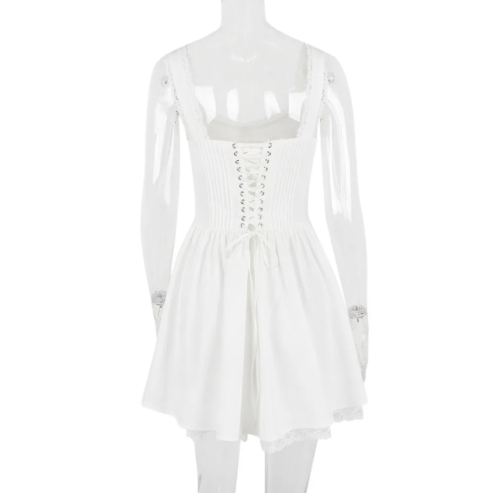 Elegant Spaghetti Strap Backless Sexy Mini Dress For Women Fashion Strapless Backless A-line Bodycon Club Party Dress