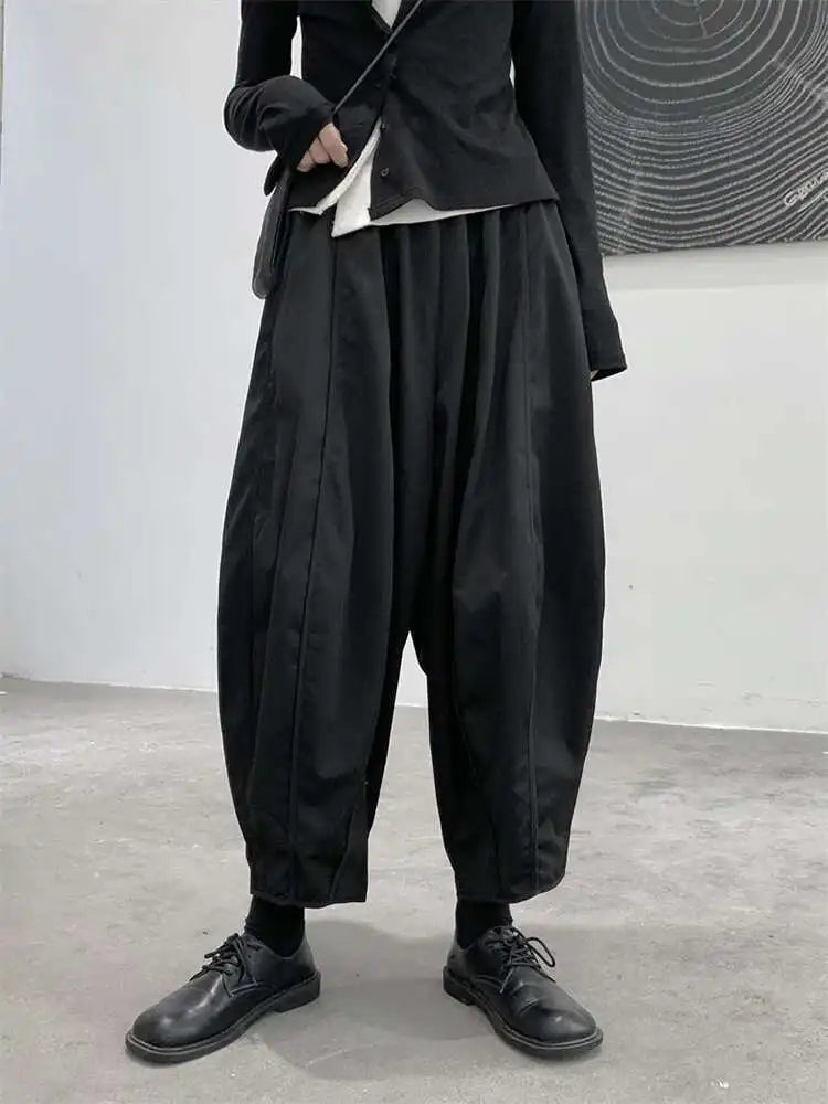High Elastic Waist Black Brief Long Wide Leg Pants New Loose Fit Trousers Women Fashion Tide Spring Autumn 2025 1DF1078