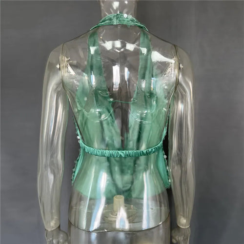 Load image into Gallery viewer, Halter Deep V Neck Sexy Crop Tops Women Sequins Beach Club Tank Tops Female Summer New Holiday Party Cropped Tops
