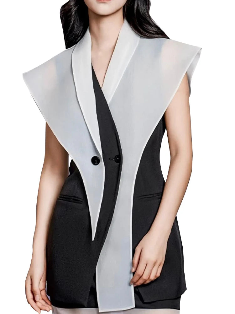 Hit Color Slimming Waistcoats For Women V Neck Sleeveless Tunic Temperament Coats Female Fashion Style Clothes New